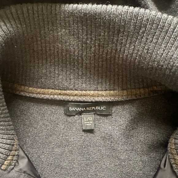 Banana Republic Men’s Hoodie Sweater Jacket Sz: L; Length of Jacket: 26.5 inches - Picture 3 of 7